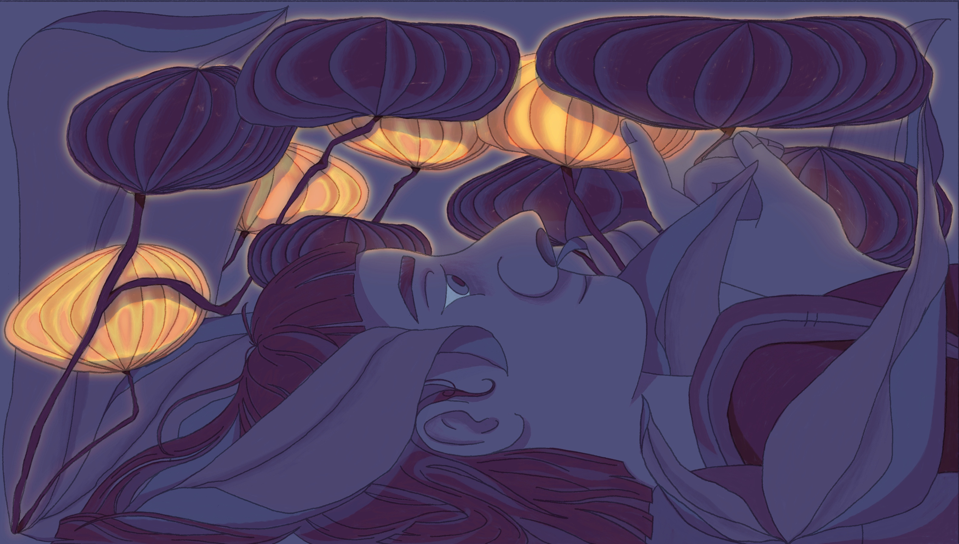 The Silent Trail: Wilderness solitude abstract adventure calm editorial flowers illustration magazine outdoors peace person plants procreate wilderness