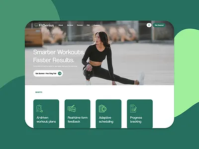 AI Fitness Landing Page branding ui workout