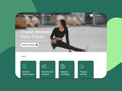 AI Fitness Landing Page branding ui workout