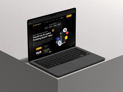 Crypto Trading App Landing Page app blockchain branding crypto design desktop graphic design landing landingpage m2 macbook minimalist mockup page trading ui ux