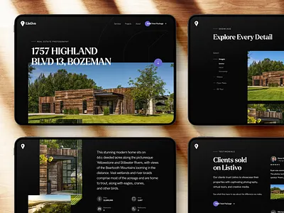 Listivo 3d clean comments dark detail gallery glide glide design minimal photography project real estate redesign services testimonails ui ux web webdesign website