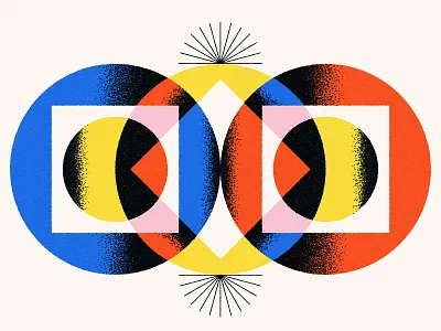 Shape Study: 043 abstract bauhaus blue circles flat geometric geometry gestalt illustration midcentury minimal modernist negative space primary colors red round shapes simple texture vector