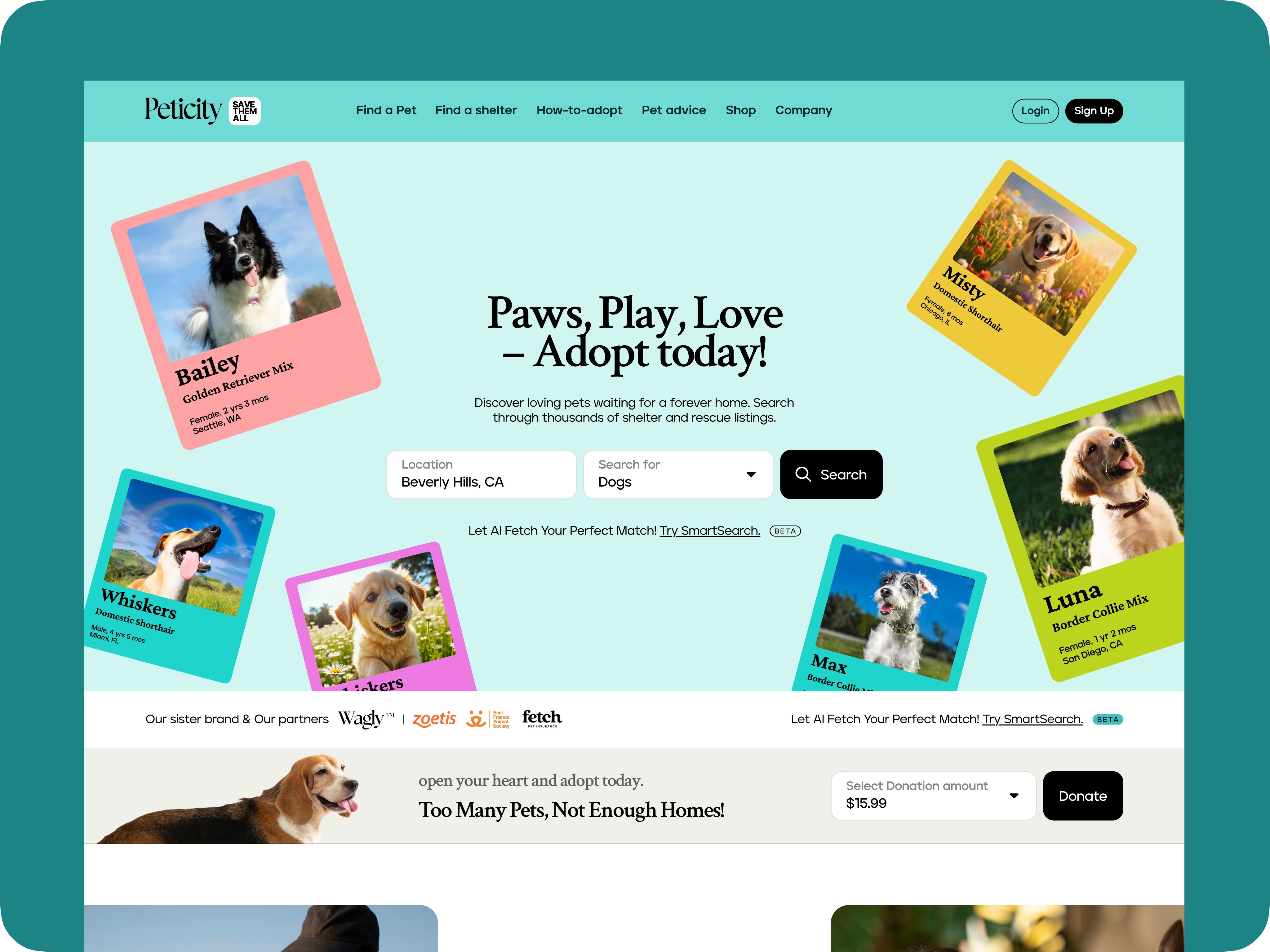 Pet Adoption & Shop – Landing Page Design animal e commerce ui landing page design minimal ui pet adoption pet store website ui web uiux