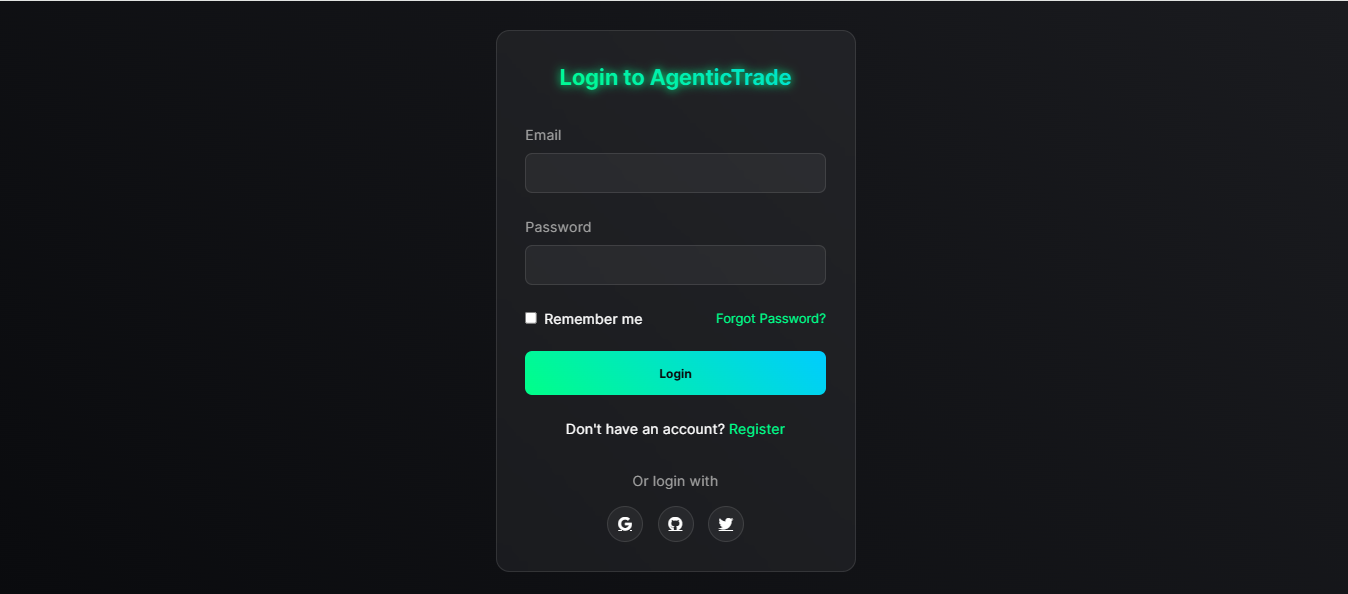 Example of UI/UX Design For Agentic Trading App