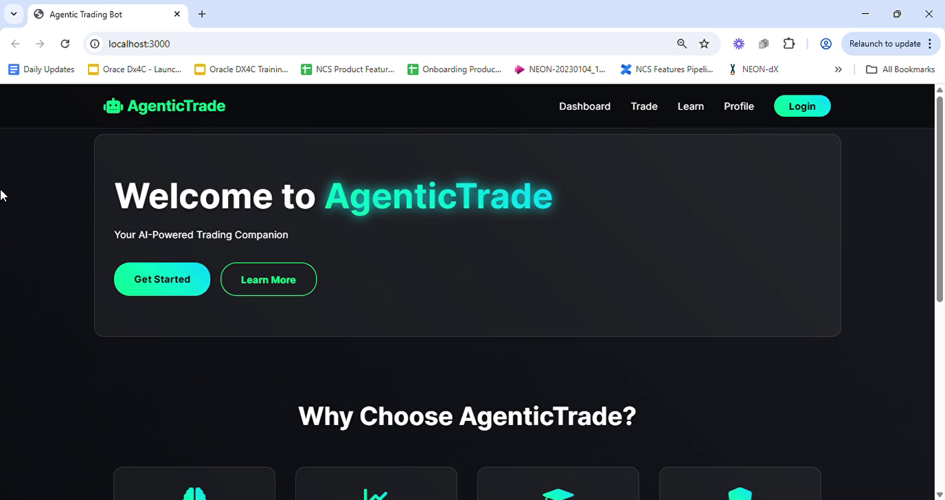 Example of UI/UX Design For Agentic Trading App
