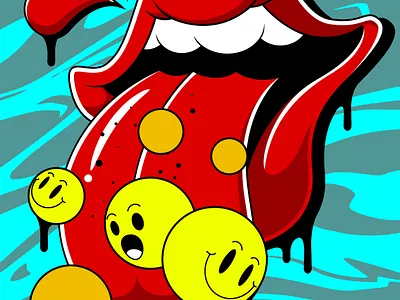Red lips adobe cartoon character clothing cute cute illustration design digital drawing digitalpainting funny graffiti graphics heart illustration red smile trippy vector vector design vintage