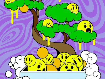 Bonsai adobe cartoon character clothing cute cute illustration design digital drawing digitalpainting funny graffiti graphics heart illustration plant smile trippy vector vector design vintage