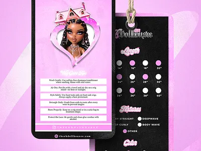 THE B DOLLHOUSE HAIR TAG DESIGN branding graphic design hair tag hair tag design logo product tag ui