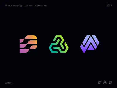Pinnacle Design Lab Vector Sketches chain icon lab letter p logo logodesign logotype monogram p peak pyramid sign symbol