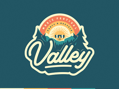 Valley: Music Festival argentina badge branding cool design festival flat forest glasses illustration logo mayo mountain party pine recycle sun valley vintage woods