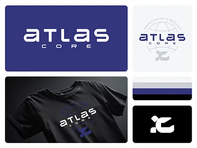 Atlas Core atlas branding core earth eduation font geometric globe graphic design gym hold illustration letters logo recovery rehabilitation strong symbol typo world