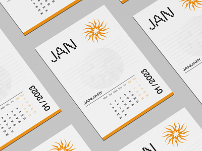 Monthly Calendar 2023 2023 calendar branding calendar design geometry illustration minimal print calendar product design shape typography