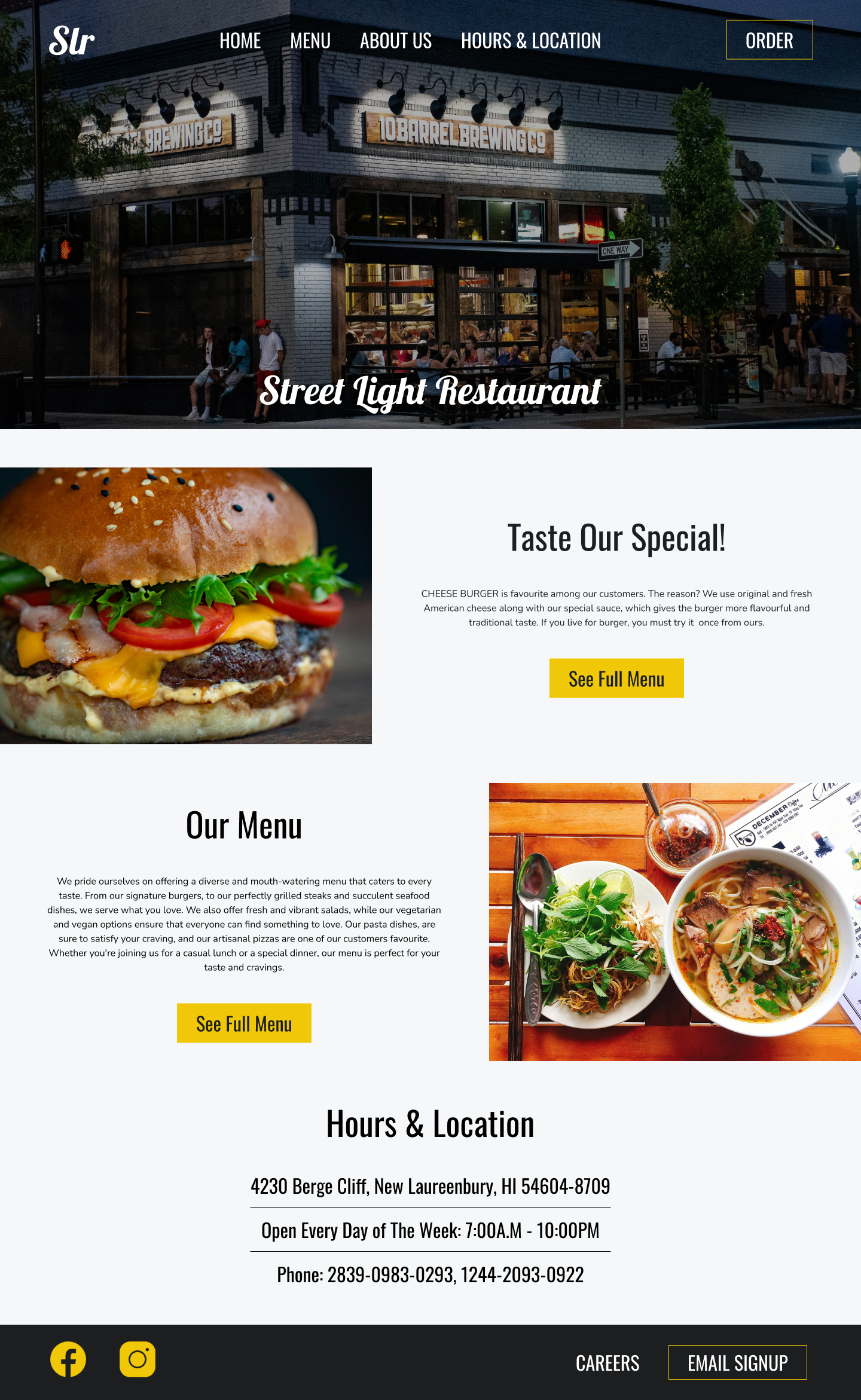 Restaurant Website Design branding restaurant website design ui