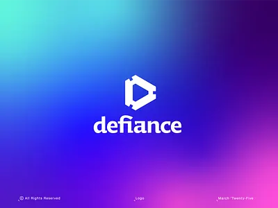 Defiance Logo app branding clean crisp cyber data fresh geometry gradient graphic design interent internet logo minimal modern protection rebel safety security software