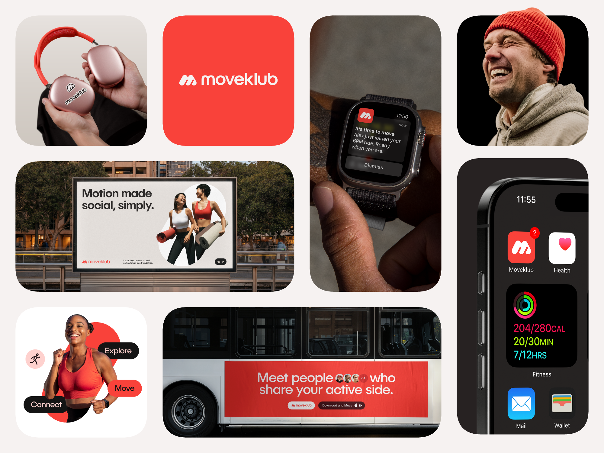 Moveklub — Logo & Brand Identity activity logo community logo dynamic brand fitness branding fitness logo m logo move logo movement simple logo sport logo vibrant brand vibrant logo