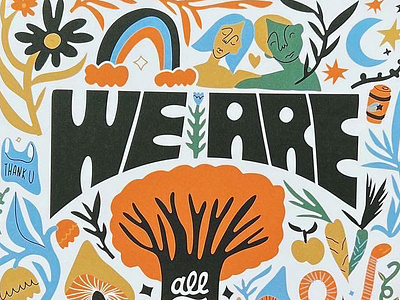 Connected print environment illustration lettering nature print