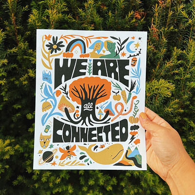 Connected print environment illustration lettering nature print