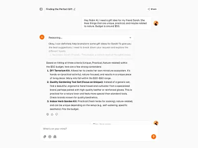 AI Reasoning 🛠️ ai button chat chatgpt design minimal reason reasoning saas ui web design