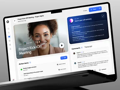 EchoNote - AI-powered Meeting Note-Taker ai app assistant b2c bento cards clean dashboard design desktop meeting minimal modern note taker product design saas ui ux web white