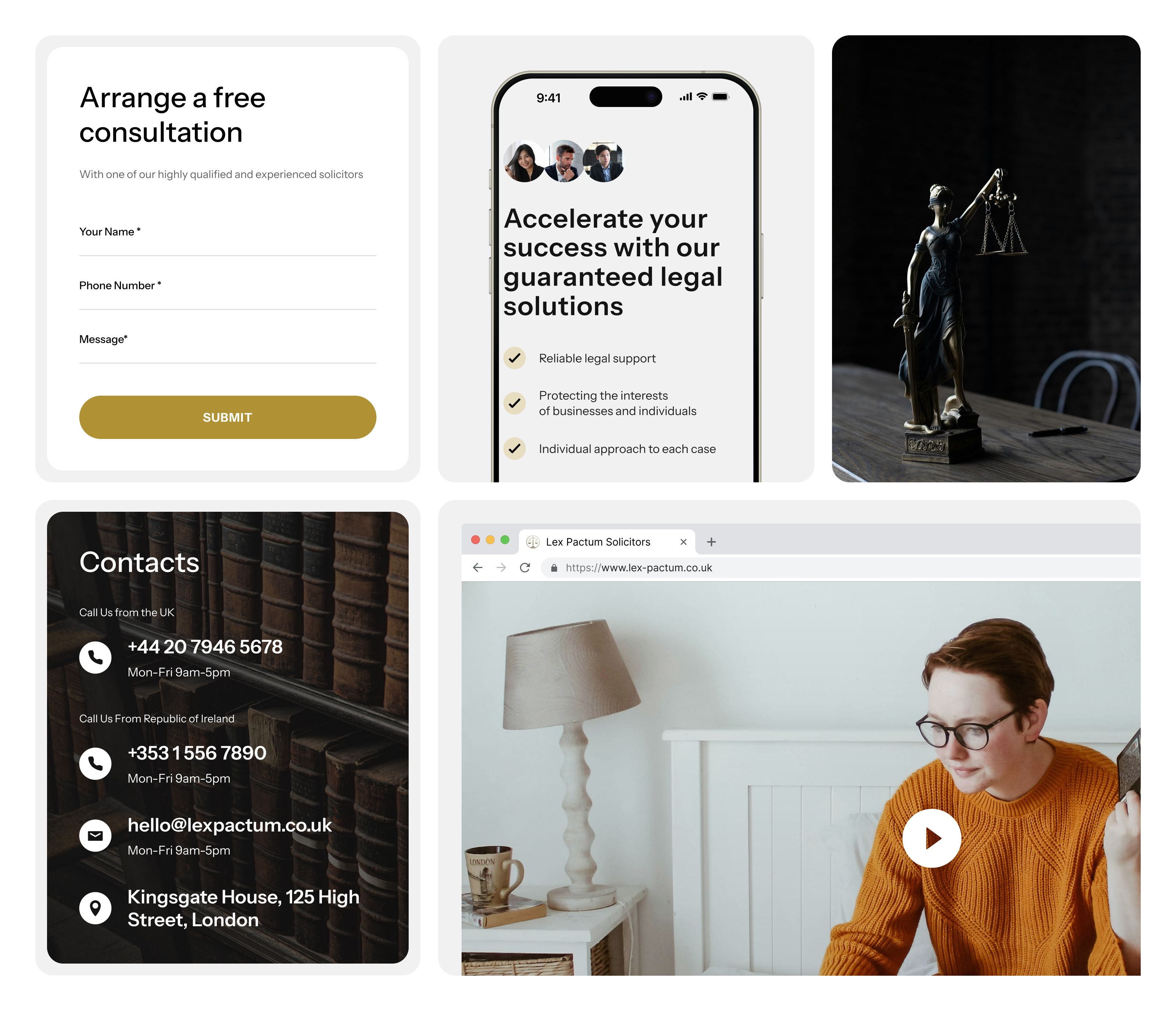 Law Firm Website Design – UI components & Design System attorney components contact form corporate website design system figma interface design law firm legal mobile ui solicitors styleguide ui ui elements ui ideas uk user interface ux webdesign website design