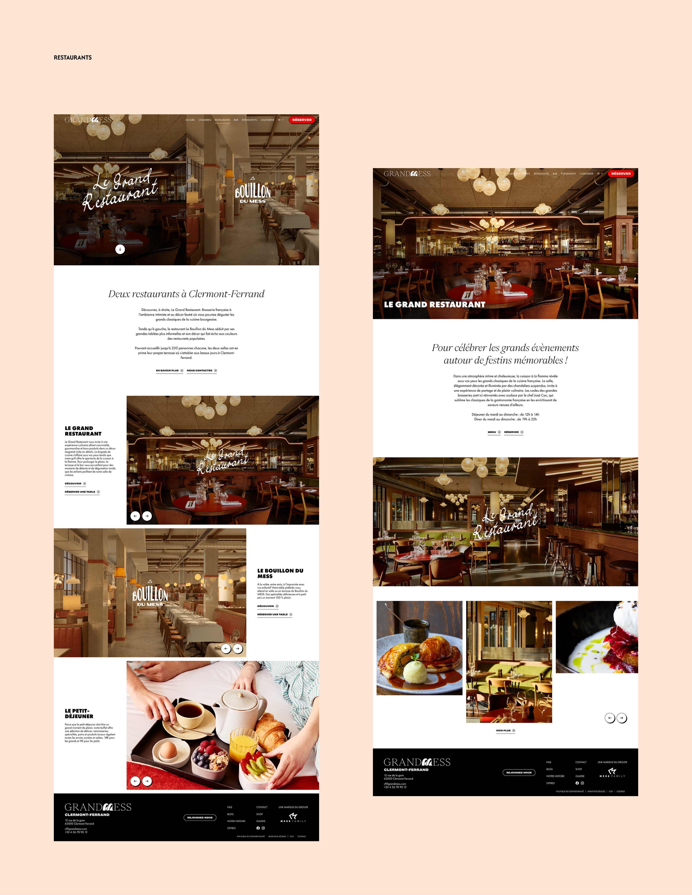 Grand Mess - Restaurants page booking figma hospitality hotel responsive restaurant ui webflow website