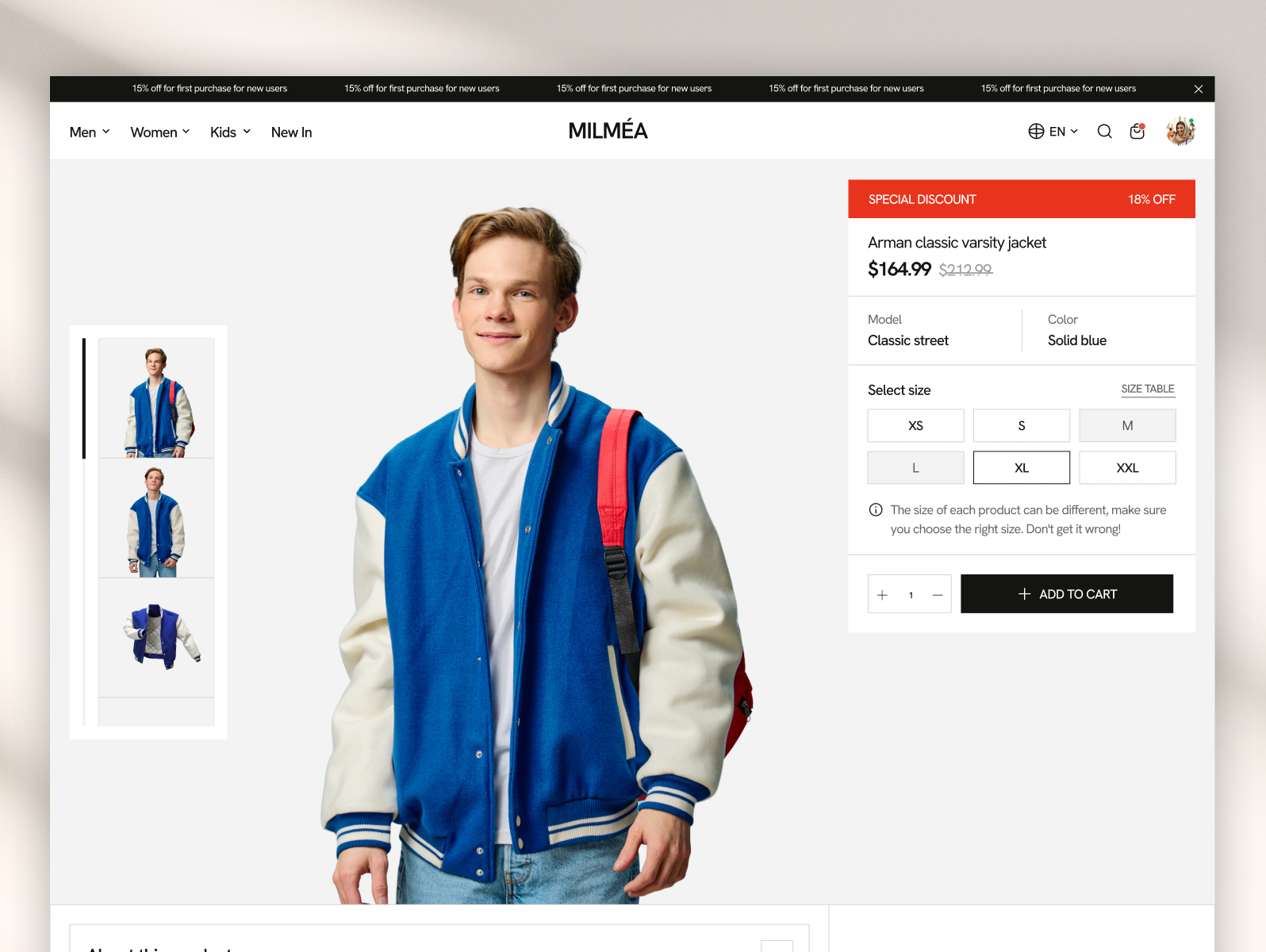 Product Card for MILMEA SHOP designshop desktop design e commerce modern ui product card responsive design shop ui uxui web design