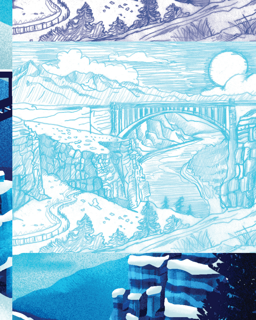 Example of Digital Textured Landscape Illustration