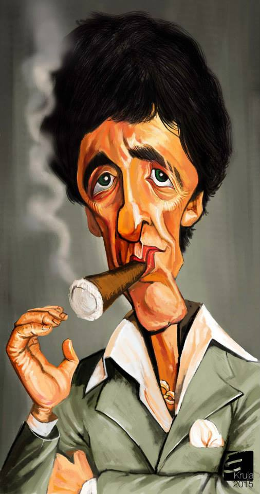 Al pacino (scarface) caricature caricature cartoon digital art digital illustration drawing illustration painting procreate sketch