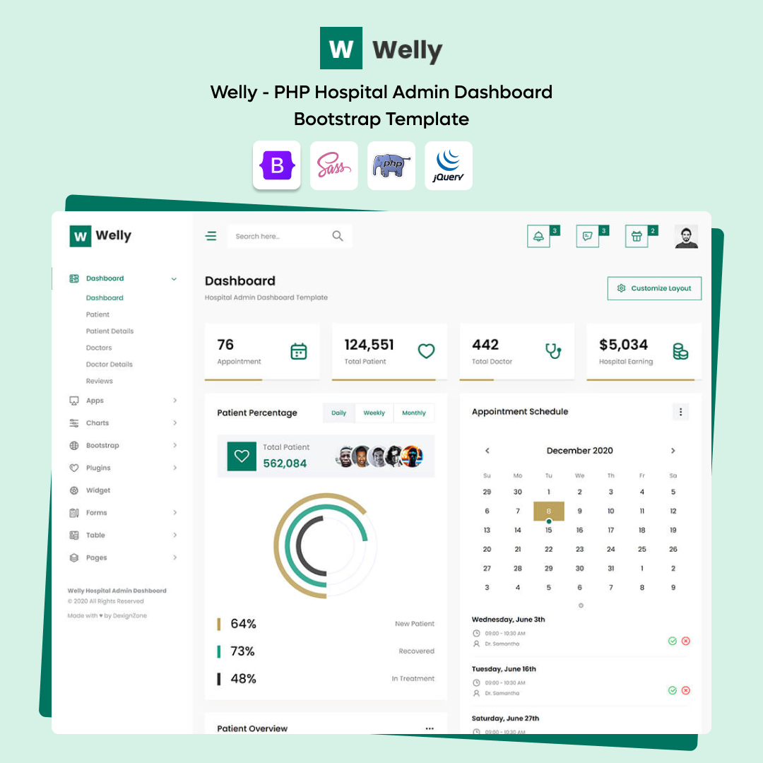 Welly - PHP Hospital Admin Dashboard Bootstrap Template animation branding creative design graphic design illustration logo motion graphics product design template typography ui ui design uiux user experience user interface ux vector web design website