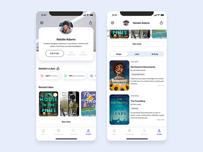 User Profile for Book Reader Mobile Application concept daily ui challenge dailyui mobile app mobile application design mobile design ui user profile