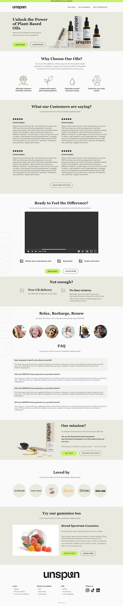 Unspun - landing page design graphic design landing page ui website