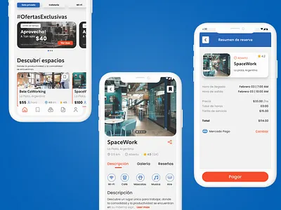 Coworking App app coworking daily ui design diseño uxui mobile ui user profile ux