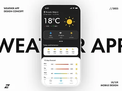 Weather App Design Concept app design app interface cloud conceppt forecast ios meteo meteo app mobile design modern app ui rainy ui uiux ux weather weather app weather app design