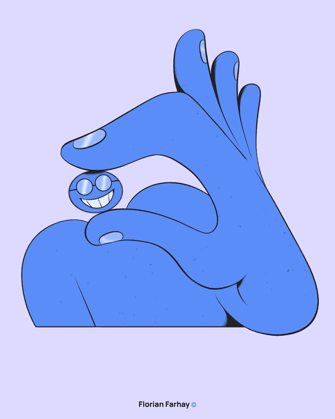 Blue 🔵 blue character character art character design clean cute florian farhay glasses hand hands happy illustration minimal nerd organic science scientist shape simple smile