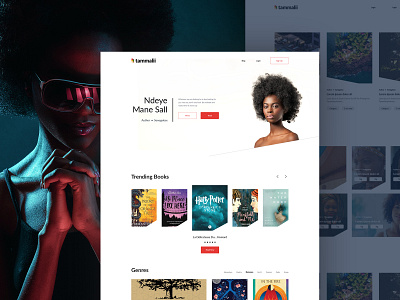 Tammalii africa author books landing page layout modern ui uiux web design website white