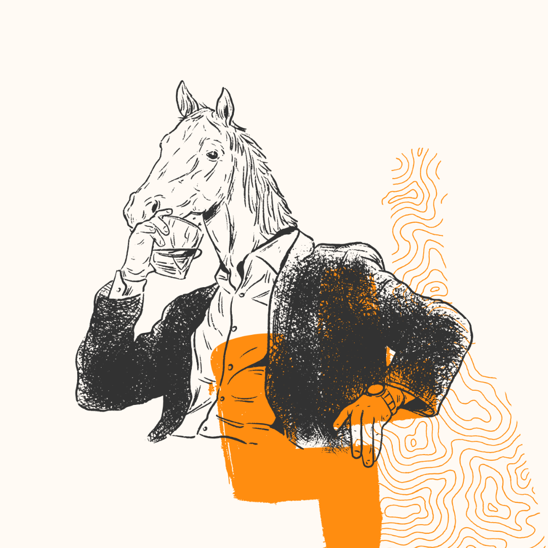 Bourbon art bojack bourbon cartoon character character design cowboy design drawing horse illustration wiskey