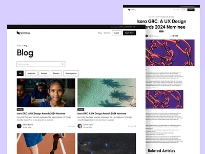 QwikGig - Blog and blog details design blog blog design page blog detail design page blog details blog details page blog details page design blog page blogs design elegant landing page minimal minimalist no border radius button qwikgig ui uiux uiux design uiuxdesigner ux