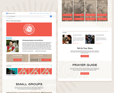 One Life : Small Group Campaign campaign church design figma modal one life pop ups red sign up small group tan ui ux vector web widget