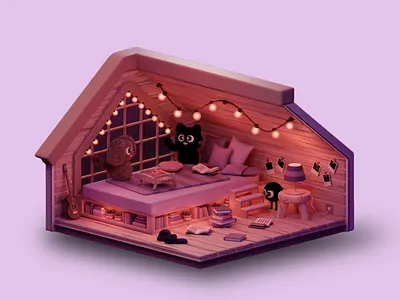 3D Bedroom Cozy Interior Design 3d 3d art 3d art work 3d bedroom 3d design 3d modeling 3d visual aesthetic bedroom bedroom design bedroom interior comfort cozy cozy bedroom cozy design home interior interior design personal space string lights wooden floor