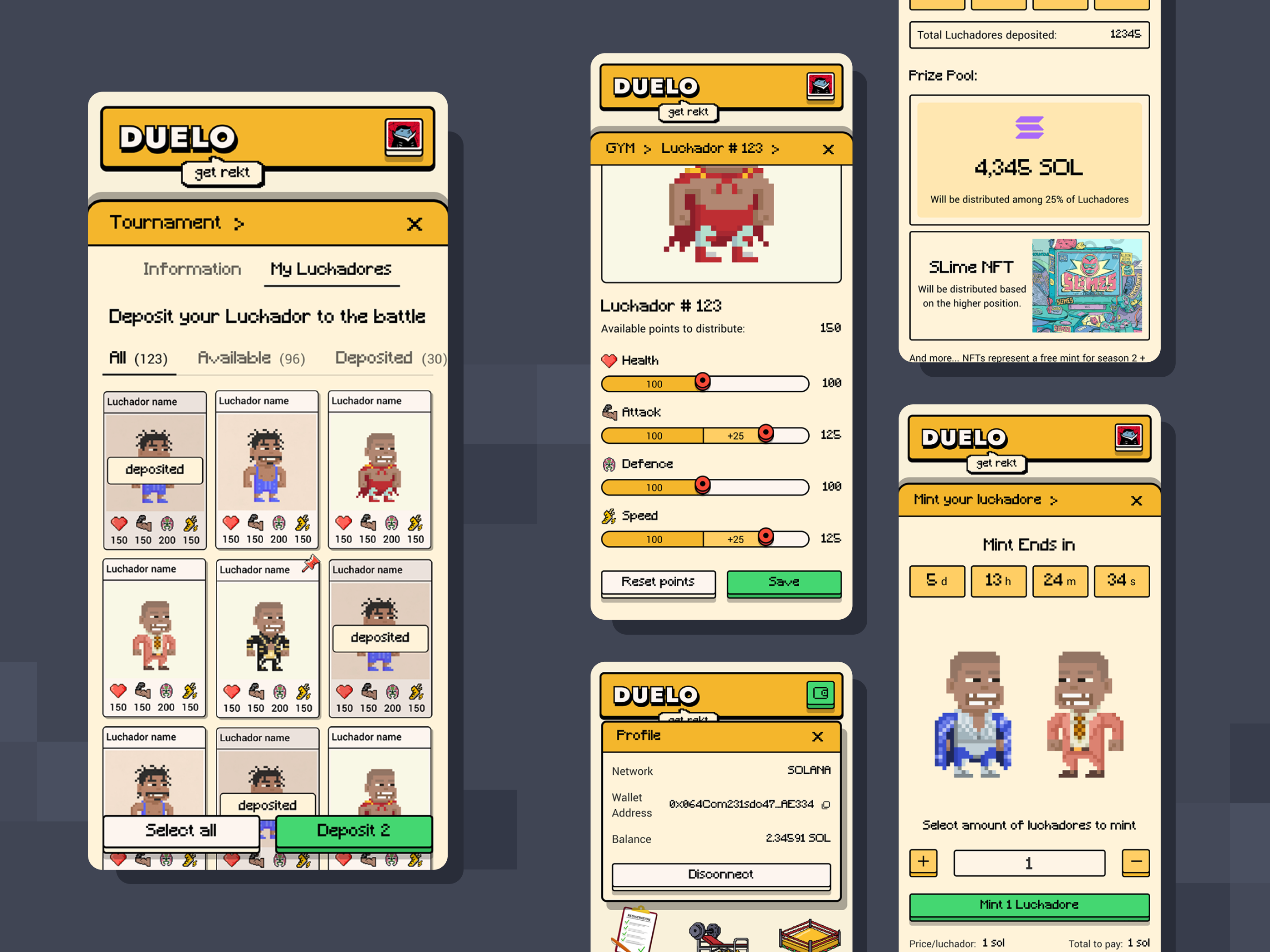 Example of Duelo web3 game UI UX Design
