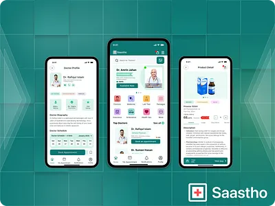 Saastho | Your Complete Medical Assistant doctor appointment figma fitness healthcare healthtech medical app medicine delivery mobile application nteractiondesign sickness uiux uiux design uiux inspiaration web design