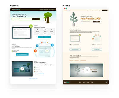 PrintFriendly - Redesign Concept before concept design gold interface internet landing page redesign simple ui uiux ux web website