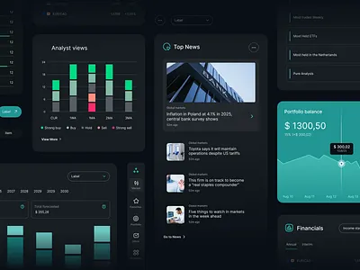 UI Overview app components dashboard investment news trading ui website