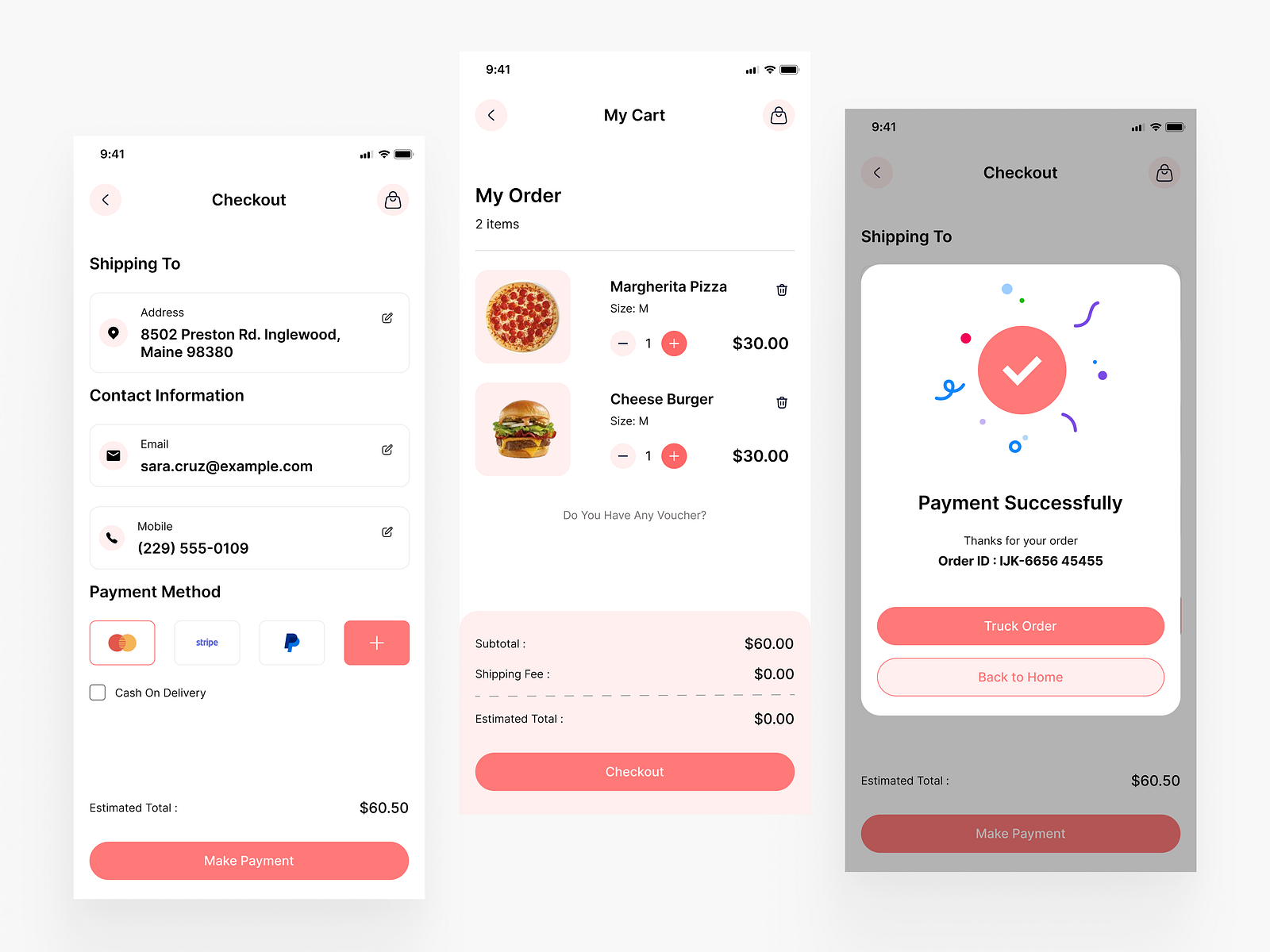 Food delivery Check out page app ui design by Ui Mahadi on Dribbble