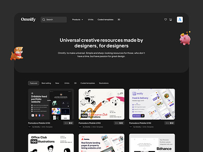Omnify - Universal creative resources made by designers, for des bubble marketplace template ui ux