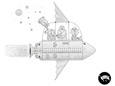 Cats conquering the cosmos affinity cats character design digital illustration fantasy funny humor illustration inks markers pencildog pencils rocket space spaceship