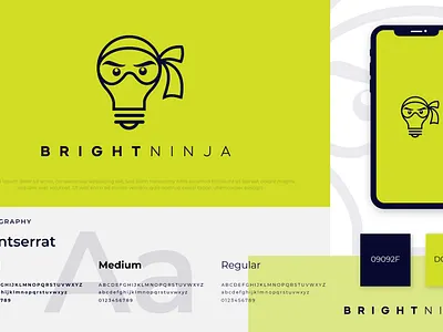 B R IG H T N I N J A brand identity brand style guide branding creativelogo design fiverr freelance freelancer graphic design illustration logo logoexcellent minimalist presentation design stationery design typography ui upwork visual identity