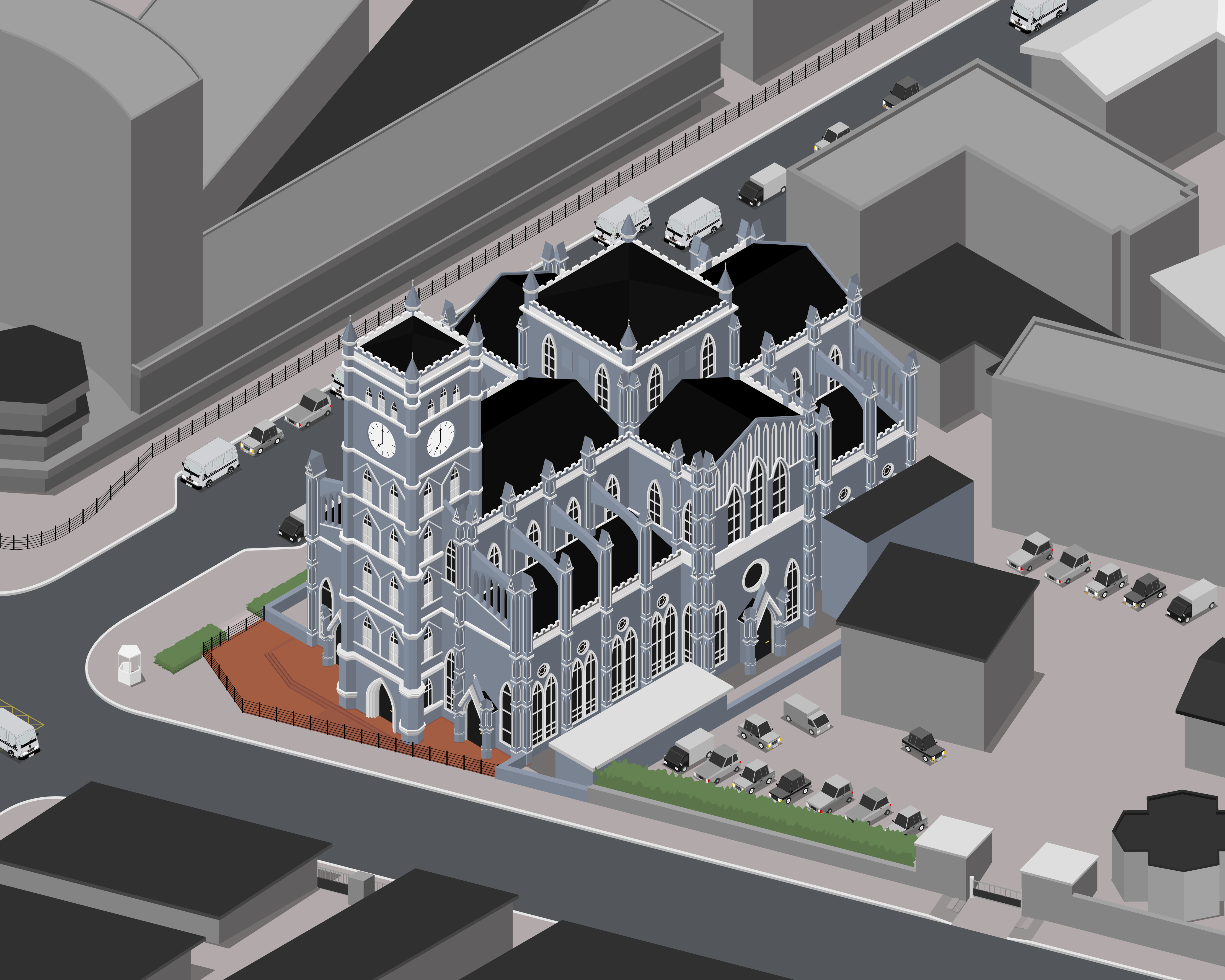 Cathedral Church of Christ, Lagos State, Nigeria architectural illustration isometric