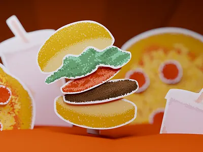 A Paper Friendsgiving 3d b3d blender blender3d illustration pop up book popup procreate render stippled stippling