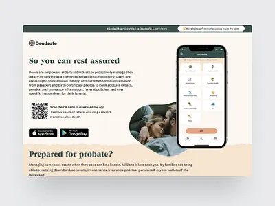 Landing page for 'End of Life' planning app